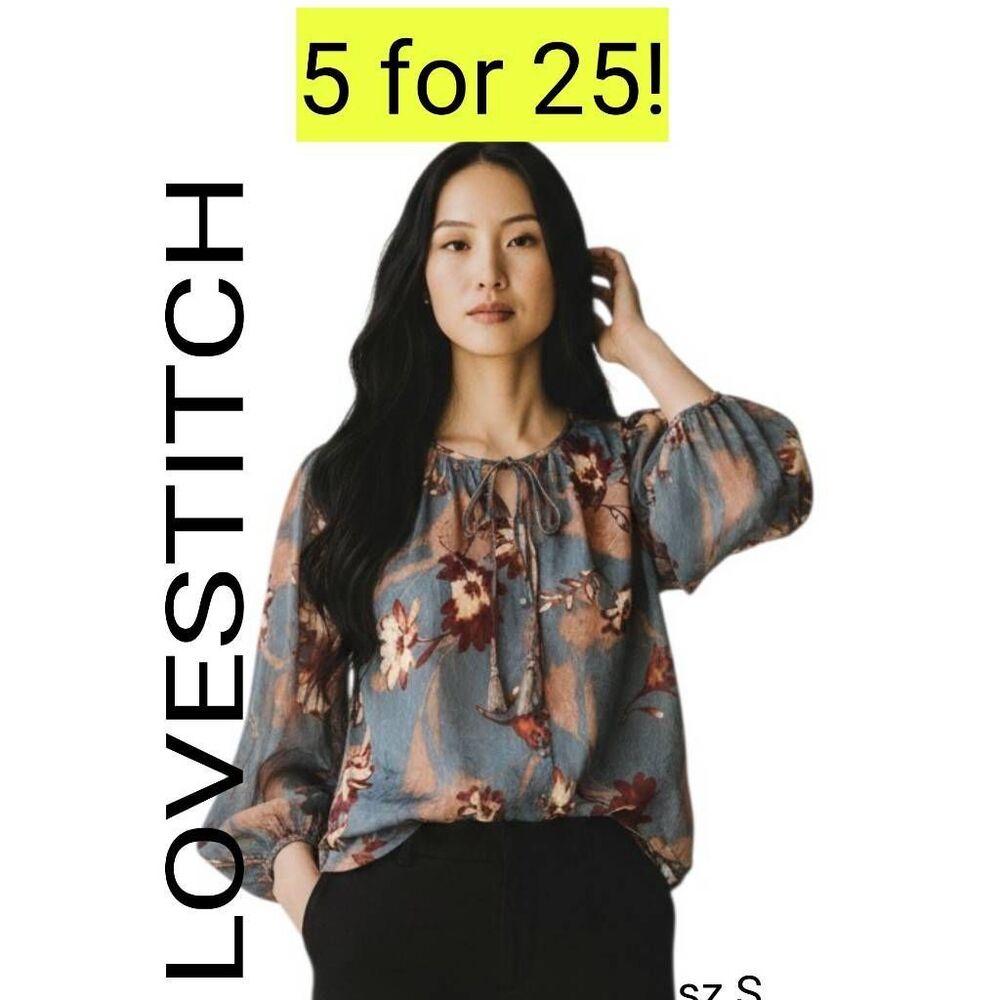 Blouse Teal Floral Flowy Bohemian Hippie Feminine Top SALE 5 for $25!